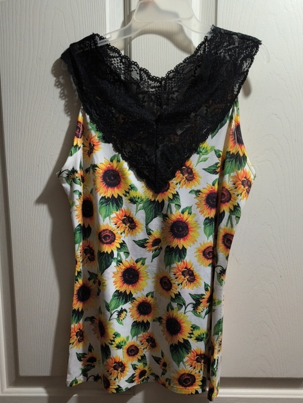 Sunflower Lace-Trim Camisole - White with Black Lace